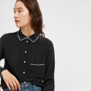 Everlane Piped Silk Blouse